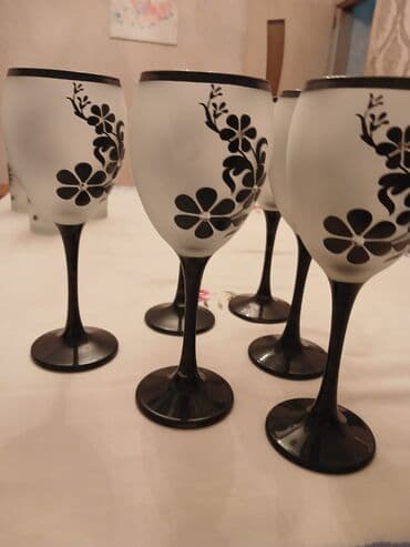 Rümkalar: Qədəhlər, rəng - Qara, Şüşə, 6 ədədli dəst — 1