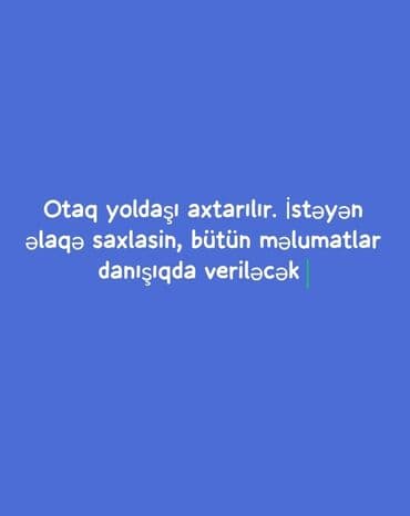 Otaq yoldaşı axtarılır. - Rahat və səliqəli mənzildə boş yer. - lalafo.az -da Otaq yoldaşı axtarılır. - Rahat və səliqəli mənzildə boş yer. -