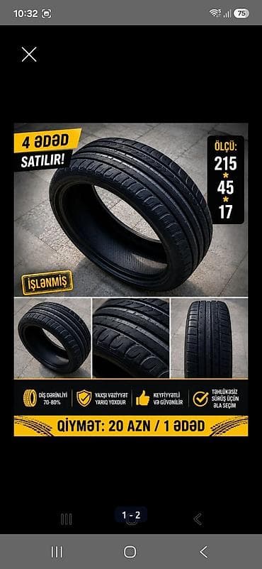 Məhsul: Avtomobil şinləri (1 ədəd) Ölçü: 215/45 R17 Xüsusiyyətlər: - lalafo.az -da Məhsul: Avtomobil şinləri (1 ədəd) Ölçü: 215/45 R17 Xüsusiyyətlər: -