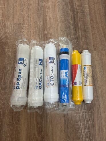 Кулеры и диспенсеры для воды: Puretech su filtrləri üçün kartriclər dəsti. Dəstdə 3 önləyici filtr — 10