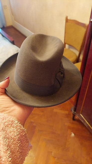 kişi üçün yun şap şaplar: Şlyapa, İşlənmiş, rəng - Boz, One size — 1