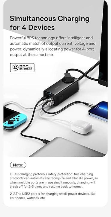 pla filament: Baseus 65W GaN³ Pro masaüstü enerji zolağı Xüsusiyyətlər: - Ümumi — 6