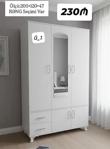 Ağ rəngdə 3 qapılı qarderob şkafı. - Ölçü: 200 × 120 × 47 sm - Rəng lalafo.az -da Ağ rəngdə 3 qapılı qarderob şkafı. - Ölçü: 200 × 120 × 47 sm - Rəng