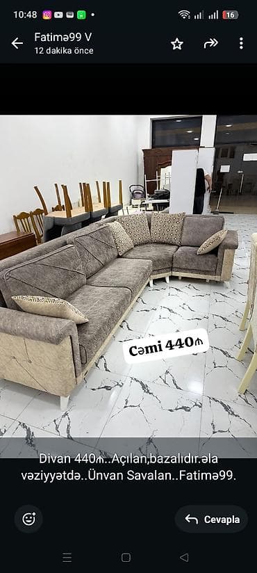 Divan 440₼. Açılan,bazalıdır.əla vəziyyətdə. Ünvan Savalan. Fatimə99 — 1