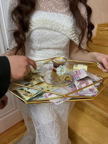 nimçə: Çay dəsti, rəng - Qızılı, Şüşə, 12 nəfərlik — 1