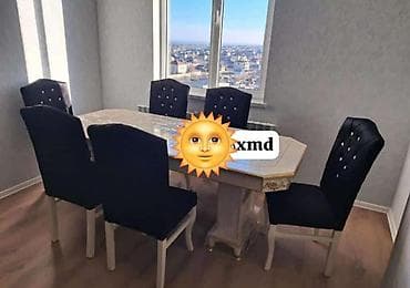 is masası: Qonaq otağı üçün, Yeni, Dördbucaq masa, 6 stul — 1