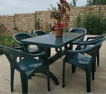 ders stol: Yeni, Dördbucaq masa, 6 stul, Açılan, Plastik, Azərbaycan — 6