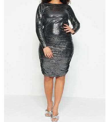 esger paltari: Böyuk beden arxasi dekolteli ziyafet paltari 48 razmerdi etketi — 1