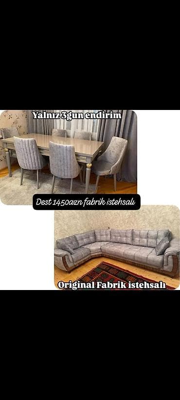 Mebel dəsti – fabrik istehsalı - Yemək masası və 6 ədəd stul: Modern at lalafo.az Mebel dəsti – fabrik istehsalı - Yemək masası və 6 ədəd stul: Modern