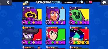 Brawl Stars hesabı-27k kupa 91 karkter 676 elmas pay nadir skinlər və