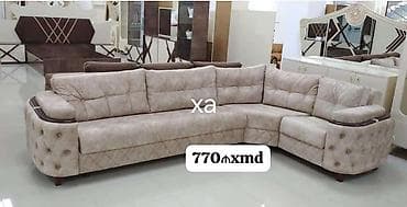 madeyra mebel divanlar: Künc divan dəsti - Şəkildəki model: bej rəngli, yumşaq toxumalı künc — 1