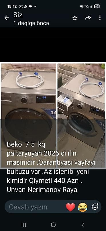 tp link ex520: Beko paltaryuyan maşın – 7.5 kq tutum • Model: Beko (ön yükləməli) • — 1