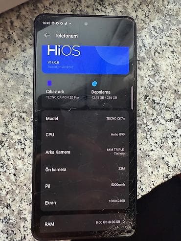iphone 12 mini islenmis: Tecno Camon 20 Pro, 256 GB, rəng - Mavi, Barmaq izi — 3