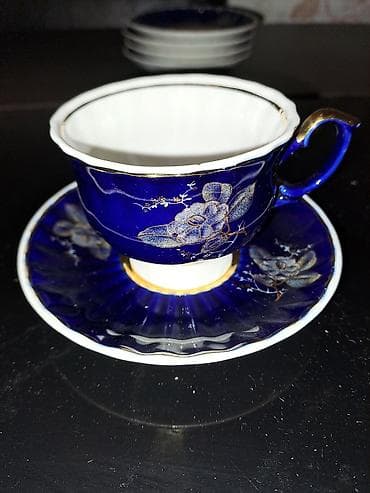 xrom caydan: Çay dəsti, rəng - Mavi, Farfor, SSRİ — 2