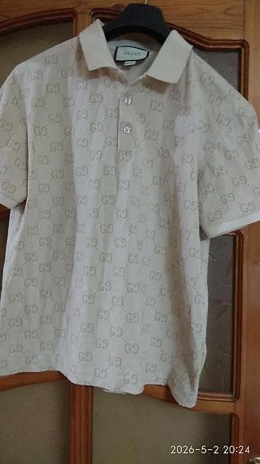 GUCCI polo köynək - Rəng: açıq bej/ekru - Dizayn: bütün səthdə — 1