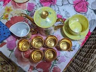 çay desdi: Çay dəsti, rəng - Sarı, Farfor, 6 nəfərlik, Polşa — 2