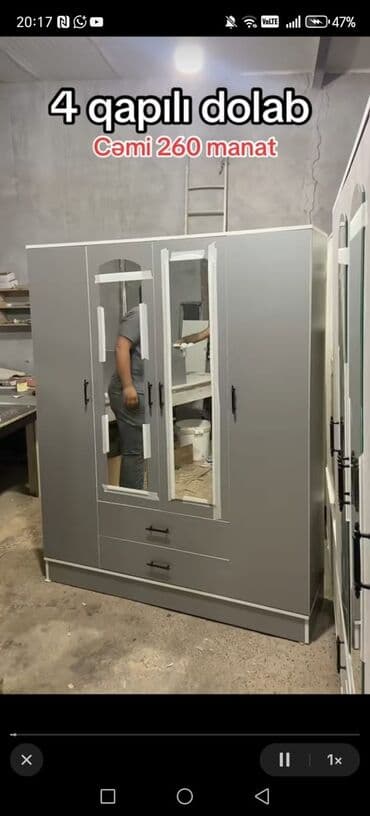 garderob: Yeni, Açılan, 4 qapılı Düz dolab, Qarderob, paltar dolabı, Azərbaycan — 6