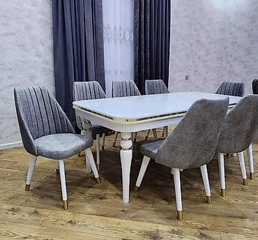 quba mas: Qonaq otağı üçün, Yeni, Açılan, Dördbucaq masa, 6 stul — 5