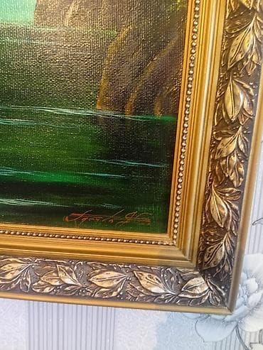 canavar dərisi: Endrim olacag orjinaldir Ressam imzasi varağlı boya tablo – mənzərə - — 2