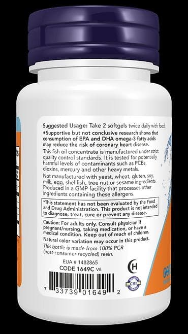 Qida məhsulları: Məhsul: NOW Omega-3 Fish Oil – molekulyar distillə olunmuş balıq yağı — 3