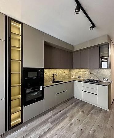 qazma baltası: Müasir dizaynlı “L” formalı mətbəx mebeli komplekti - Minimalist — 1