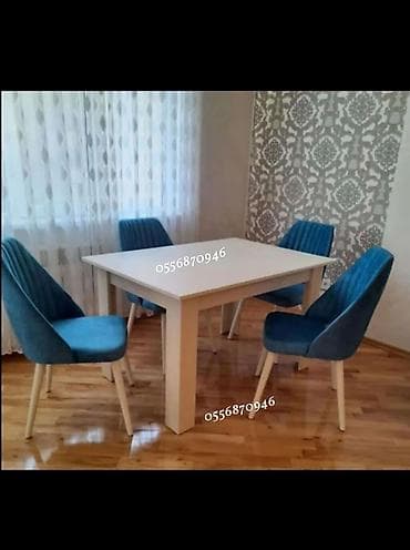Qonaq otağı üçün, Yeni, Açılmayan, Kvadrat masa, 4 stul