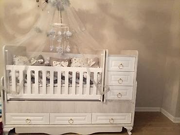 tül beşik: Oğlan və qız üçün, Yeni, Dördbucaq, Beşik, Dəst ilə, Yellənmə mexanizmsiz — 4