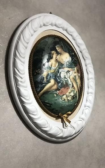 şekil: Oval dekorativ tablo – klassik üslubda romantik səhnə təsviri — 1