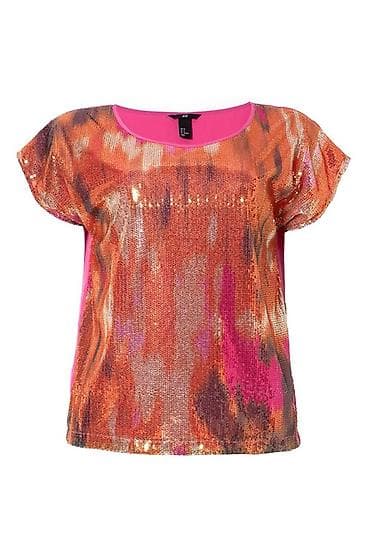 off white duks: Məhsul: Payetli qısaqoll bluz • Dizayn: Ön hissəsi tam payetlidir — 2