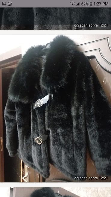 mango palto: Kürk, Bershka, XL, rəng - Qara — 3