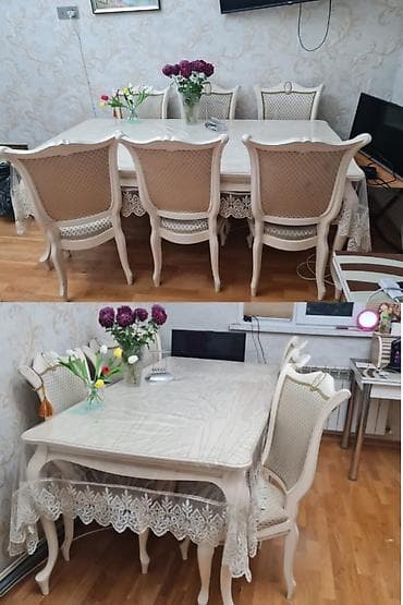 korpu mebel: ❀🅢︎❁🅔︎❁🅜︎❁🅢︎. ✍️❀ 5425 *Qiymet 440 azn* 8 nəfərlik acılan stoldu 6 — 1