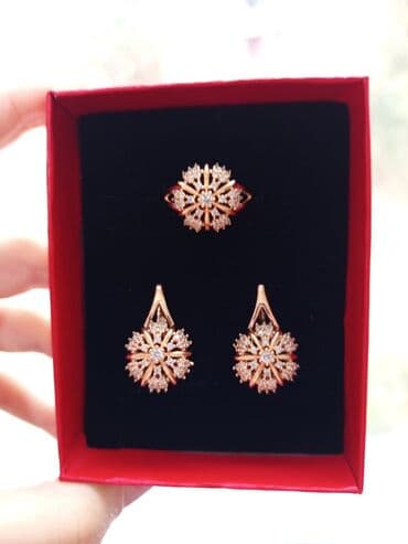 rus papağı: Üzük və sırğalar - Rəng: qızılı qirmizi rus qizili rengi rose gold - — 8