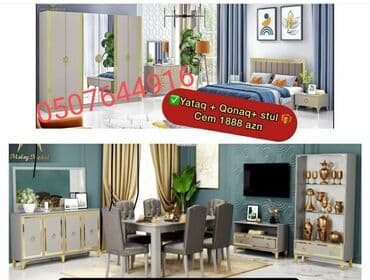 установка мебели: Двуспальная кровать, Шкаф, Трюмо, 2 тумбы, Азербайджан, Новый — 6