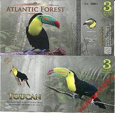 İncəsənət və kolleksiyalar: АТЛАНТИЧЕСКИЙ ЛЕС * 2015 год * 3 AVES DOLLARS * UNC Banknot əla — 1