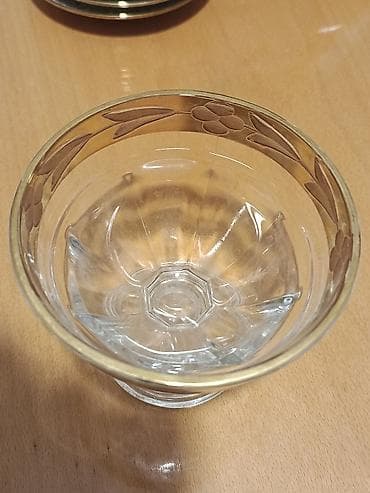 su qablar: Tort və şiriniyyat qabı, rəng - Qızılı, Şüşə, SSRİ — 3