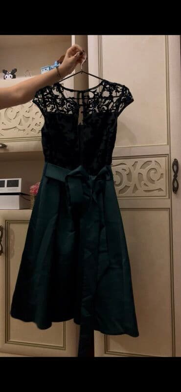 midi məxmər ətəklər: Zərif ziyafət donu az geyinilib 36 beden uygundur - Rəng: tünd yaşıl — 2