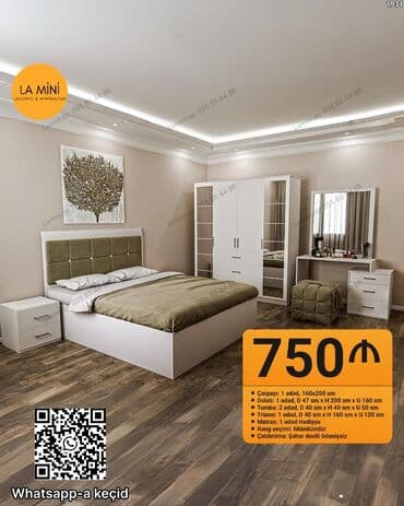 masa dəstləri: İkinəfərlik çarpayı, Dolab — 1