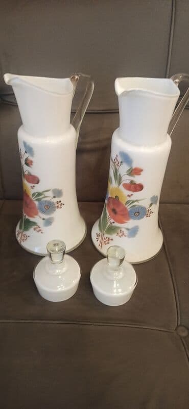 ваза напольная стеклянная высокая без узора: Антикварная ваза, 1950 год, СССР — 26