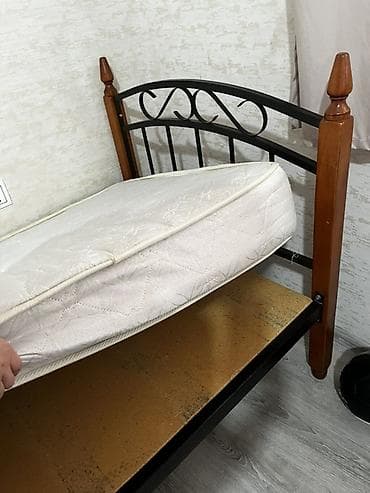 divan olculeri: Tək nəfərlik çarpayı – metal və ağac kombinasiyalı karkas, döşək ilə — 2