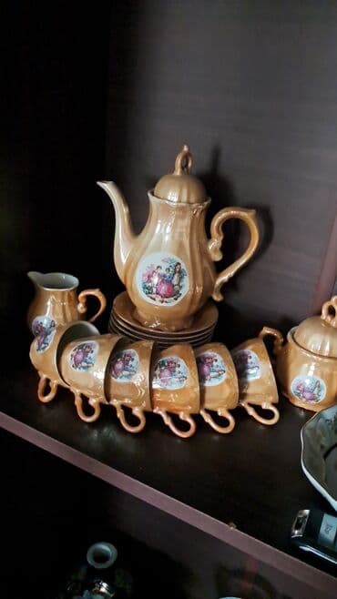 Çay dəsti, rəng - Qızılı, Keramika