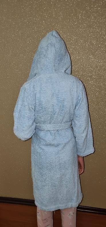 uşaq hamam xalatı: Uşaq üçün yumşaq xalat cotton 100% - Rəng: açıq mavi - Model — 3