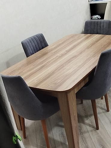 Qonaq otağı üçün, İşlənmiş, Açılmayan, Dördbucaq masa, 4 stul