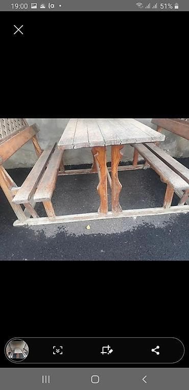 yemək masası: Açıq havada istirahət üçün taxta köşk dəsti - Material: ağac karkas — 6