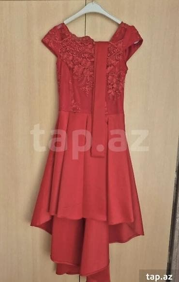 Женская одежда: Qırmızı ziyafət/libas - Rəng: parlaq qırmızı - Üst hissə: güpür və — 1