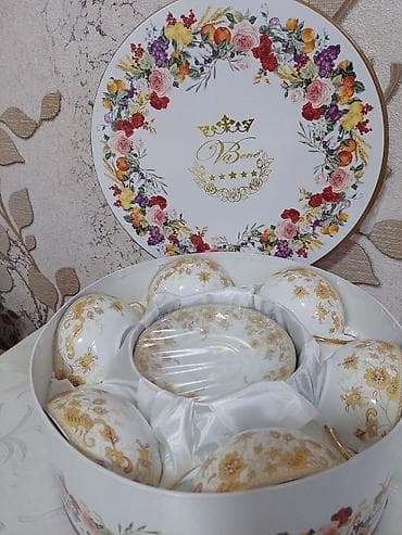 bendir: Çay dəsti, rəng - Ağ, Farfor, 6 nəfərlik — 1