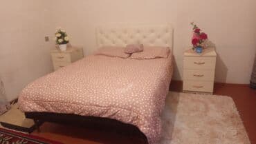 Yataq otağı dəsti - İki nəfərlik çarpayı: yumşaq kapitonlu krem