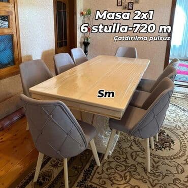 kapron stollar: Qonaq otağı üçün, Oval masa, 6 stul — 2