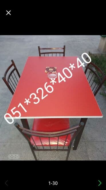 Masa və oturacaq dəstləri: Qonaq otağı üçün, Yeni, Açılan, Kvadrat masa, 4 stul — 11