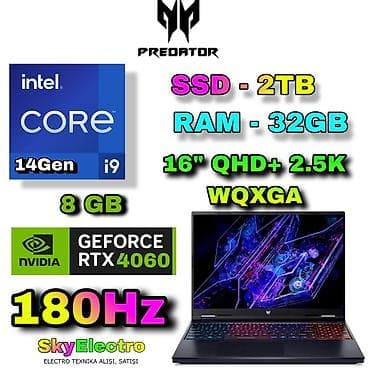 Yeni Acer Predator, 16 ", Intel Core i9, 2 TB, Ödənişli çatdırılma, Rayonlara çatdırılma, Ünvandan götürmə