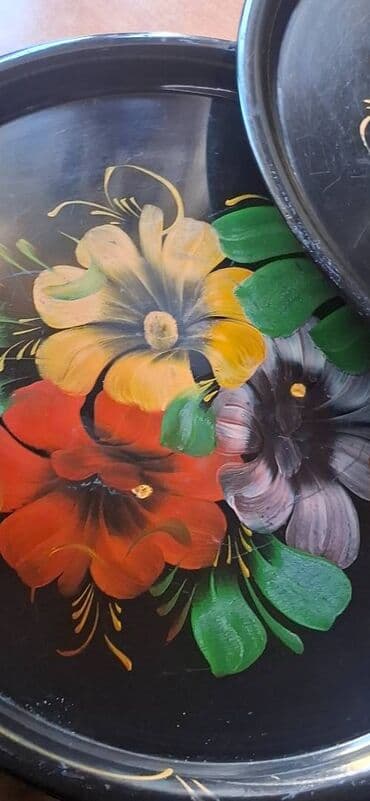 газонокосилка ручная: Поднос железный. Ручная роспись Жостовская фабрика декоративной — 3